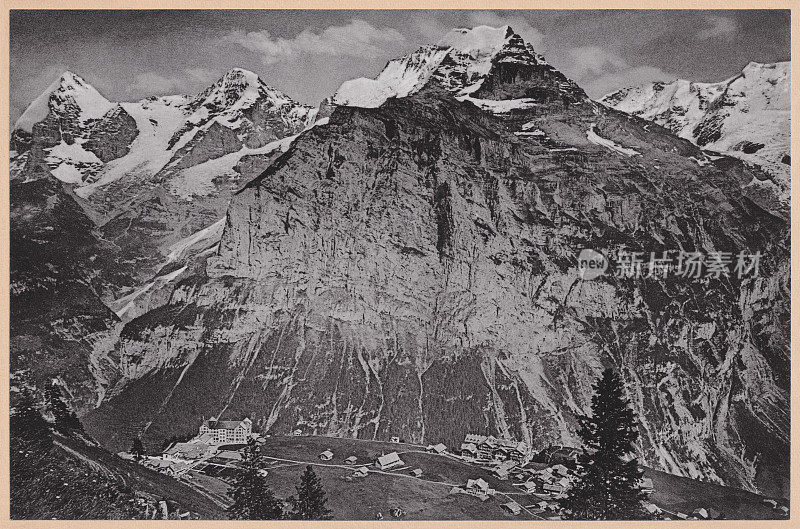 m<s:1> rren, Jungfrau, Eiger和M?nch，伯尔尼高地，瑞士，版式，ca.1898